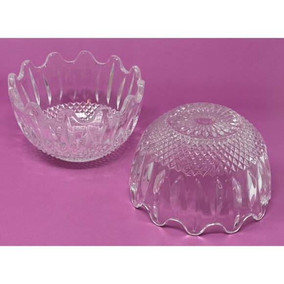 Vintage 2 pc clamshell crystal cut glass candy dish - two serving dishes in one - Picture 4 of 6